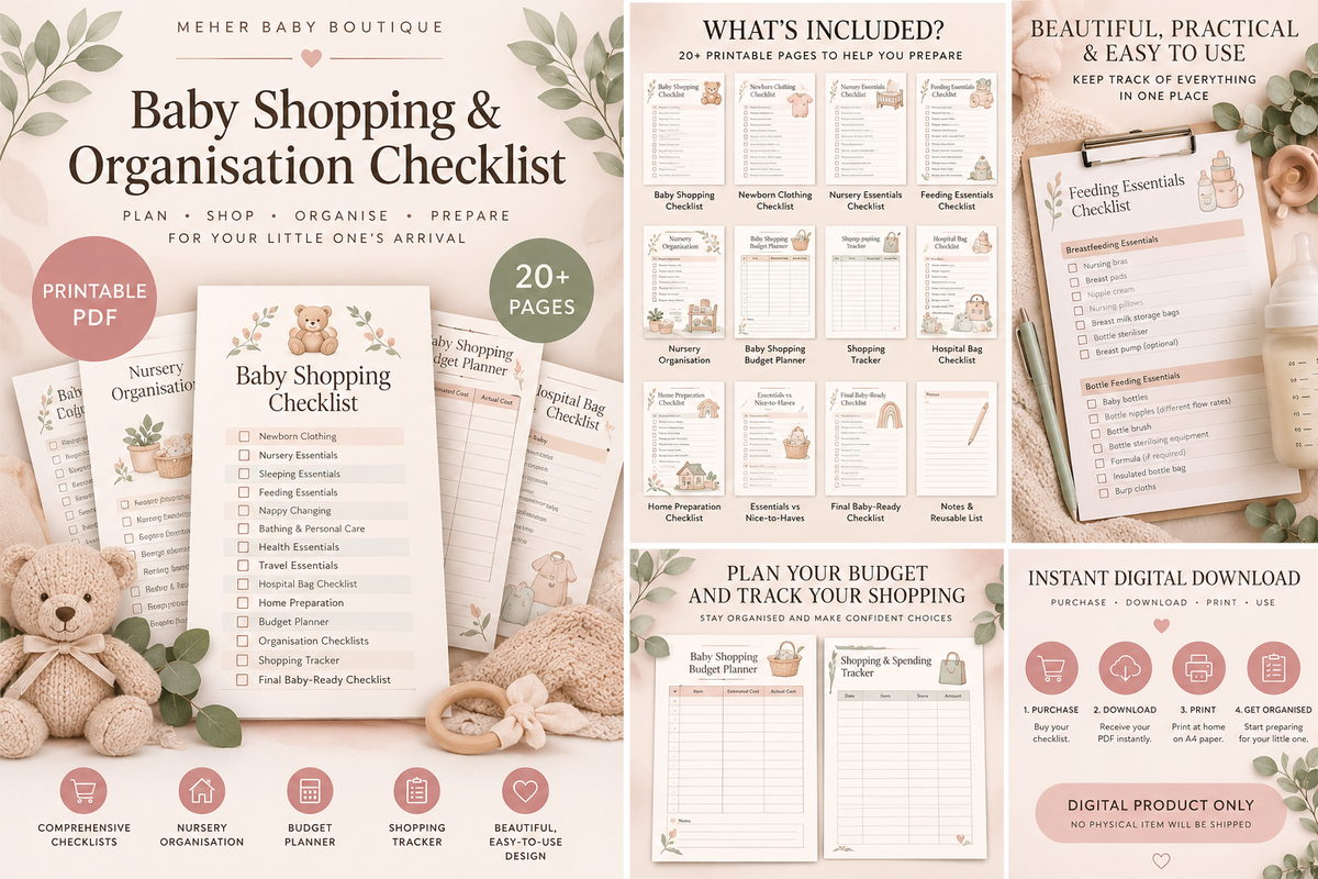 Baby Shopping & Organisation Checklist- Printable PDF