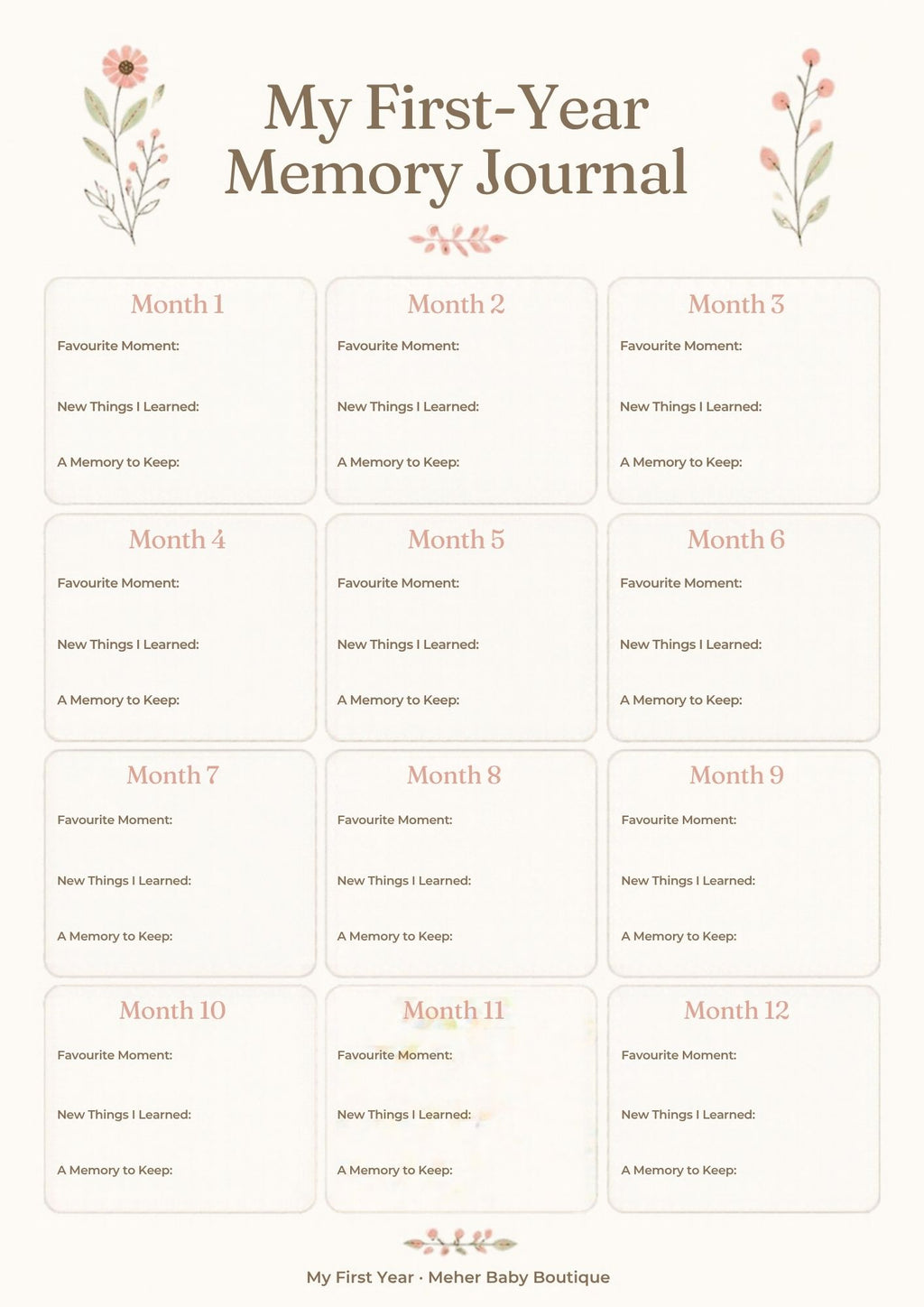 My First Year – Baby Milestone Cards