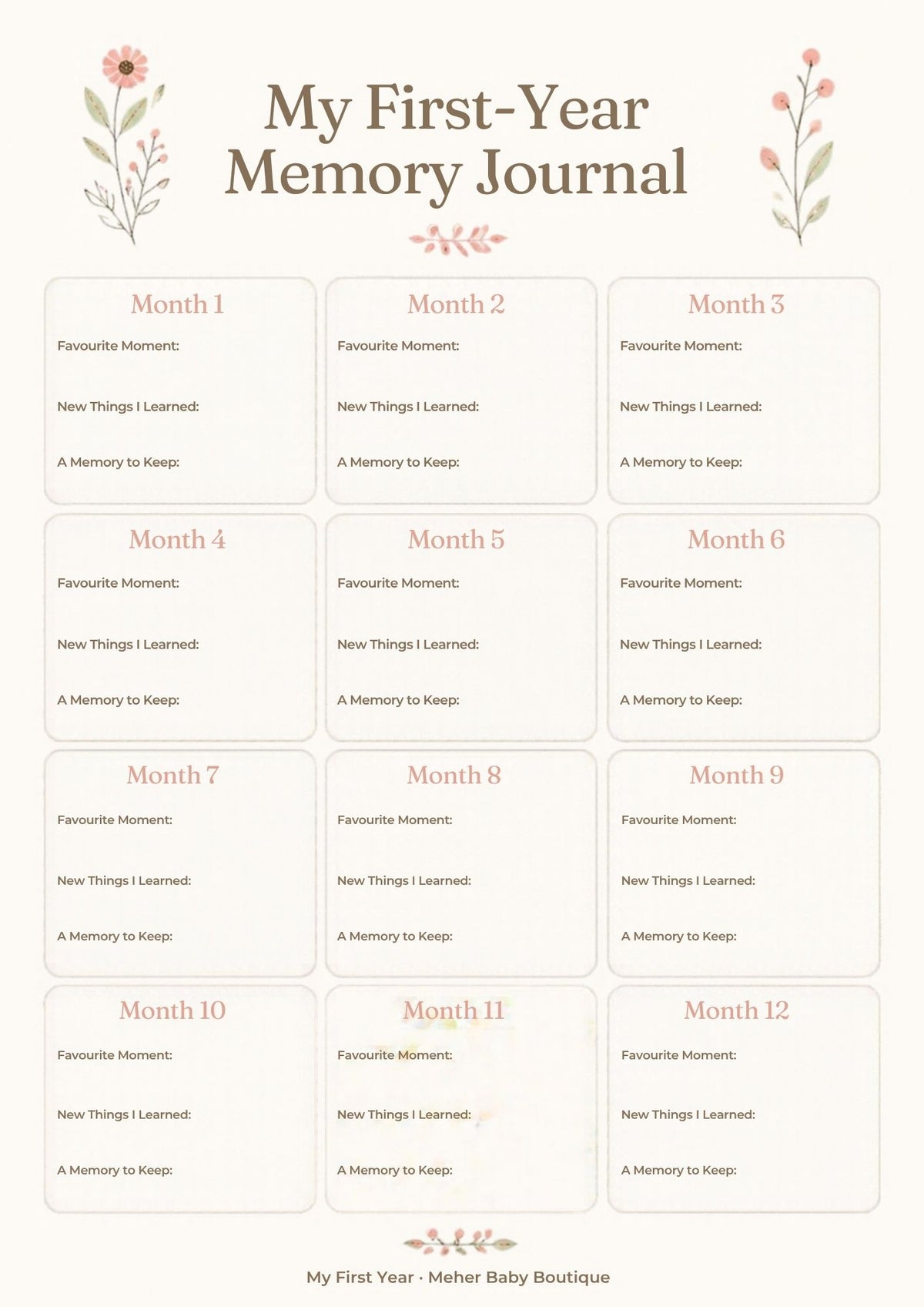 My First Year – Baby Milestone Cards