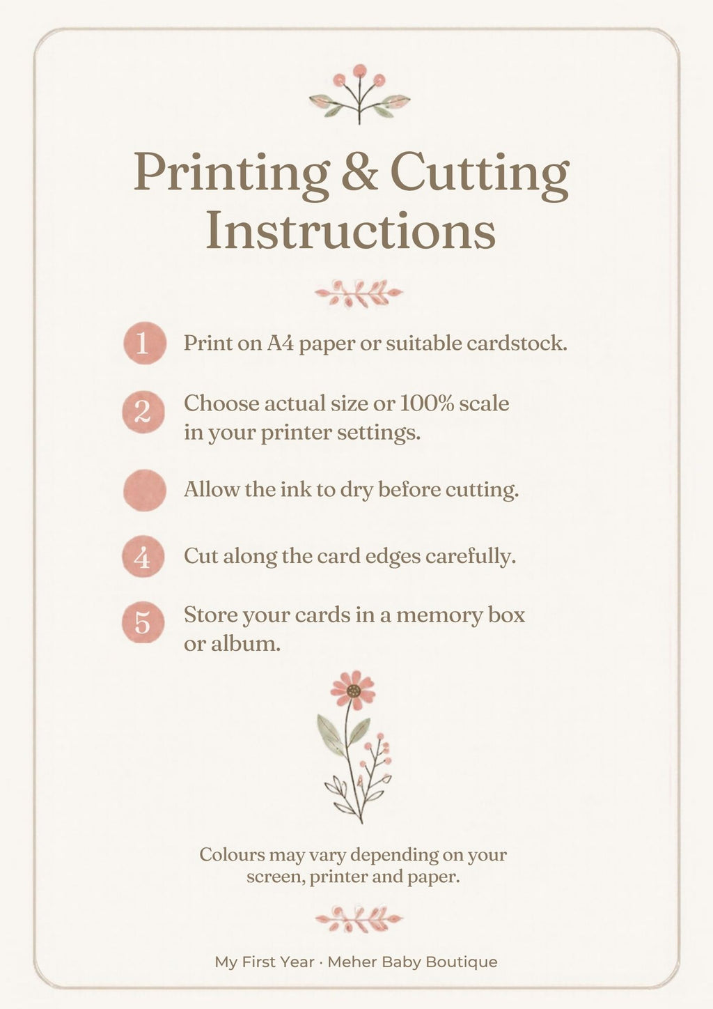 My First Year – Baby Milestone Cards